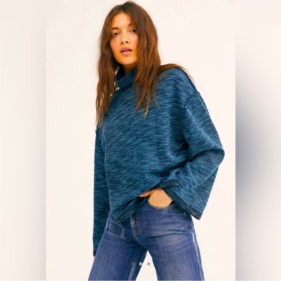 Free People Blue Turtleneck Sweater - Picture 1 of 9